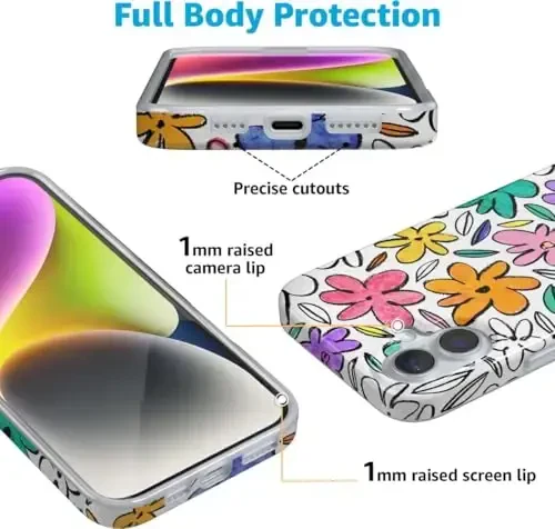 Casely iPhone 16 Case | Outside The Lines | Crayola Marker Case Floral iPhone Cases | Classic Ultra-Slim Design | Compatible with MagSafe - 5