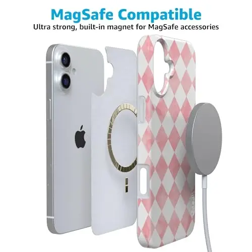 Casely iPhone 16 Case | Queen of Diamonds | Pink Watercolor | Compatible with MagSafe | Classic Ultra Slim Design - 4