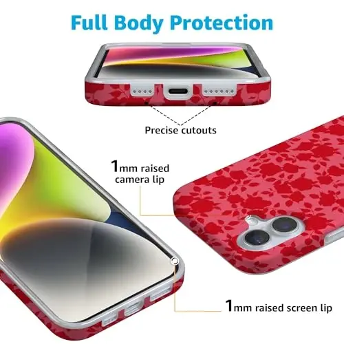 Casely iPhone 16 Case | Rose Garden | Red Aesthetic | Compatible with MagSafe | Classic Ultra Slim Design - 3