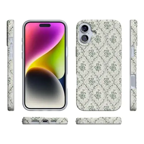 Casely iPhone 16 Case | Sage Tapestry | Floral Vines | Compatible with MagSafe | Classic Ultra Slim Design - 6