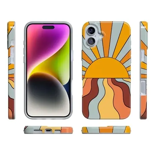 Casely iPhone 16 Case | Shine On | Retro Sunset | Compatible with MagSafe | Classic Ultra Thin Design - 5