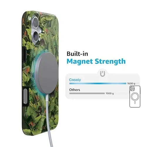 Casely iPhone 16 Case | Sneaky Monkeys | Frida Kahlo Jungle Floral | Compatible with MagSafe | Classic Ultra Slim Design - 6