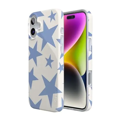 Casely iPhone 16 Case | Stars Align | Blue & White Stars | Compatible with MagSafe | Classic Ultra Slim Design - 3
