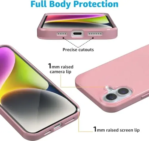 Casely iPhone 16 Case | Sunkissed | Pink Pastel Shimmer Glitter | Classic Ultra-Slim Design | Compatible with MagSafe - 5