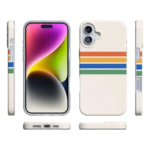 Casely iPhone 16 Case | Totally Groovy | Rainbow Stripes Color Block | Compatible with MagSafe | Classic Ultra Slim Design - 6