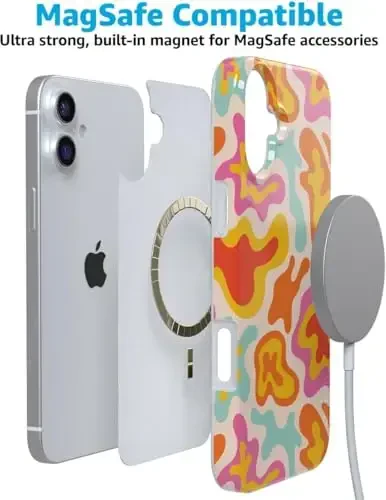 Casely iPhone 16 Case | Tropical Color Splash | Abstract Retro | Classic Ultra Slim Case Design | Compatible with MagSafe - 7