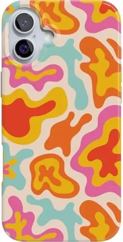 Casely iPhone 16 Case | Tropical Color Splash | Abstract Retro | Classic Ultra Slim Case Design | Compatible with MagSafe 