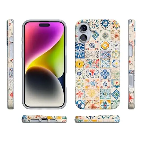 Casely iPhone 16 Case | Tuscan Tiles | Dolce Vita | Compatible with MagSafe | Classic Ultra Slim Design - 6