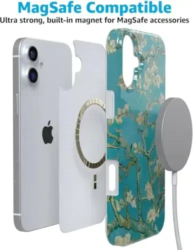 Casely iPhone 16 Case | Van Gogh | Almond Blossom Floral | Classic Ultra Slim Case Design | MagSafe bilan mos - 7