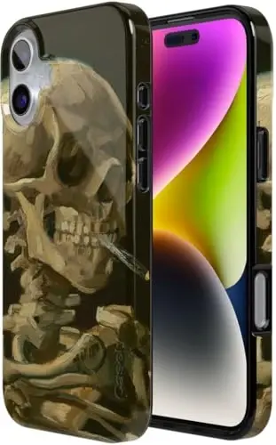 Casely iPhone 16 Case | Van Gogh | Head of a Skeleton with a Burning Cigarette Phone | Classic Ultra-Slim Design | Compatible with MagSafe - 4