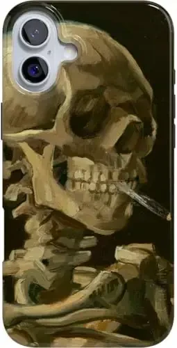Casely iPhone 16 Case | Van Gogh | Head of a Skeleton with a Burning Cigarette Phone | Classic Ultra-Slim Design | Compatible with MagSafe - MODAZONE