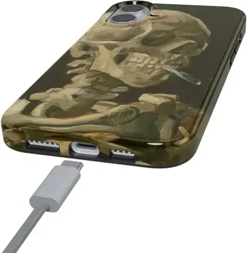 Casely iPhone 16 Case | Van Gogh | Head of a Skeleton with a Burning Cigarette Phone | Classic Ultra-Slim Design | Compatible with MagSafe - 2
