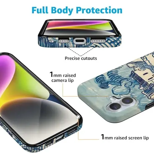 Casely iPhone 16 Case | Van Gogh | Landscape with Houses | Compatible with MagSafe | Classic Ultra Slim Design - 3