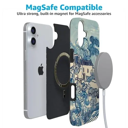 Casely iPhone 16 Case | Van Gogh | Landscape with Houses | Compatible with MagSafe | Classic Ultra Slim Design - 4