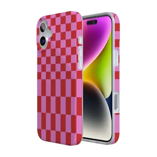 Casely iPhone 16 Case | Vibe Check | Pink Checkerboard | Compatible with MagSafe | Classic Ultra Slim Design - 2