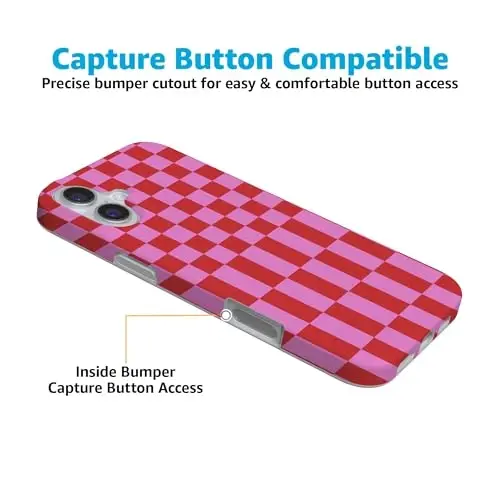 Casely iPhone 16 Case | Vibe Check | Pink Checkerboard | Compatible with MagSafe | Classic Ultra Slim Design - 5