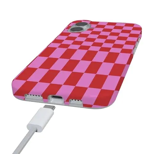Casely iPhone 16 Case | Vibe Check | Pink Checkerboard | Compatible with MagSafe | Classic Ultra Slim Design - 6