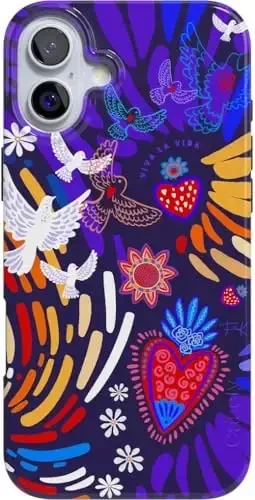 Casely iPhone 16 Case | Viva La Vida | Frida Kahlo Collage | Classic Ultra Slim Case Design | Compatible with MagSafe - 1