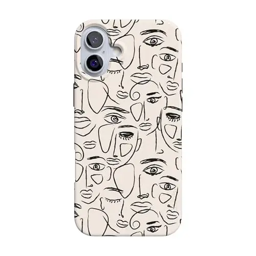 Casely iPhone 16 Case | We're All Human | Minimal Face Art | Compatible with MagSafe | Classic Ultra Slim Design 