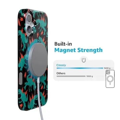Casely iPhone 16 Case | You're Dino-mite | Green Dinosaur | Compatible with MagSafe | Classic Ultra Thin Design - 3