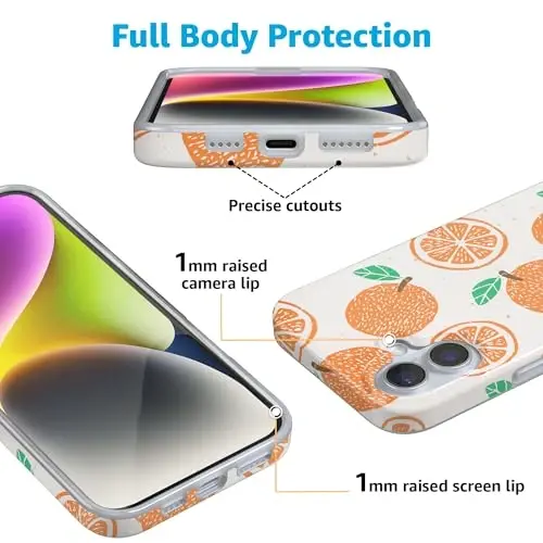 Casely iPhone 16 G‘ilof | Main Squeeze | Orange Stamped | MagSafe bilan mos keladi | Klassik o‘ta yupqa dizayn - 3