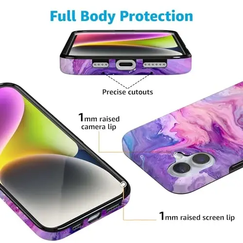 Casely iPhone 16 Gʻilof | Tie Dying Over You | Binafsharang Marmar | MagSafe bilan Mos keladi | Klassik Oʻta Yupqa Dizayn - CASELY (1)