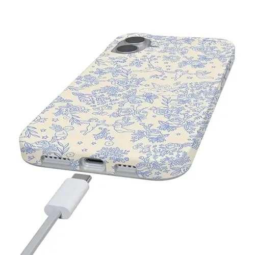 Casely iPhone 16 Gʻilofi | Cupid's Canvas | Periwinkle Floral | MagSafe bilan mos keladi | Klassik Ultra Yupqa Dizayn - 6
