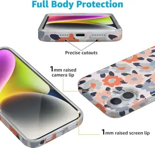 Casely iPhone 16 G'ilofi | Gullar maydoni | Pastel floral | Klassik ultra yupqa g'ilof dizayni | MagSafe bilan mos - 4