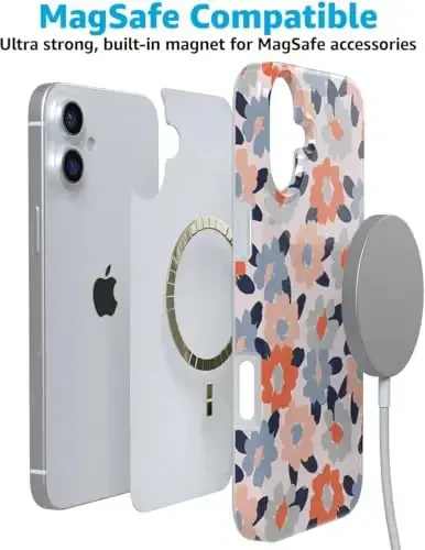 Casely iPhone 16 G'ilofi | Gullar maydoni | Pastel floral | Klassik ultra yupqa g'ilof dizayni | MagSafe bilan mos - 7