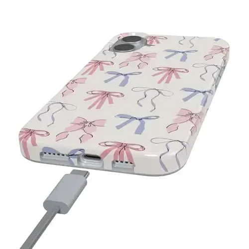 Casely iPhone 16 G'ilofi | Koketka Qizaloq | Pastel Kamonlar | MagSafe bilan mos | Klassik Ultra-Yengil G'ilof Dizayni - 7