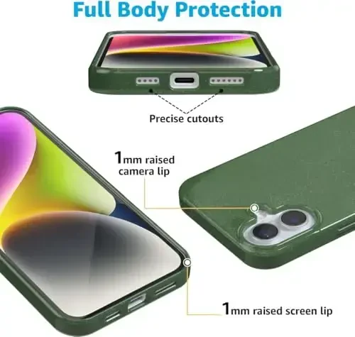 Casely iPhone 16 Case | Mystic Moss | Green Enchanted Shimmer Glitter | Classic Ultra-Slim Design | Compatible with MagSafe - 5