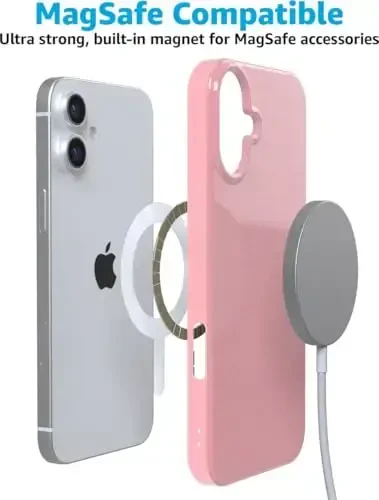 Casely iPhone 16 G‘ilofi | Quyoshdan o‘pishgan | Pushti Pastel Shimmer Glitter | Klassik Ultra-ingichka Dizayn | MagSafe bilan mos keladi - 6