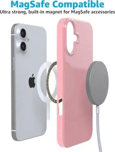 Casely iPhone 16 G‘ilofi | Quyoshdan o‘pishgan | Pushti Pastel Shimmer Glitter | Klassik Ultra-ingichka Dizayn | MagSafe bilan mos keladi - 6