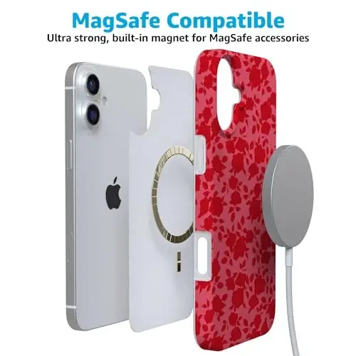 Casely iPhone 16 Gʻilofi | Rose Garden | Qizil Estetika | MagSafe bilan mos keladi | Klassik O‘ta Yupqa Dizayn - 4