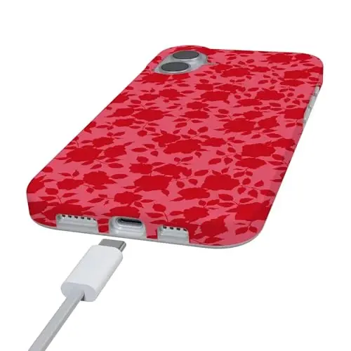 Casely iPhone 16 Gʻilofi | Rose Garden | Qizil Estetika | MagSafe bilan mos keladi | Klassik O‘ta Yupqa Dizayn - 6
