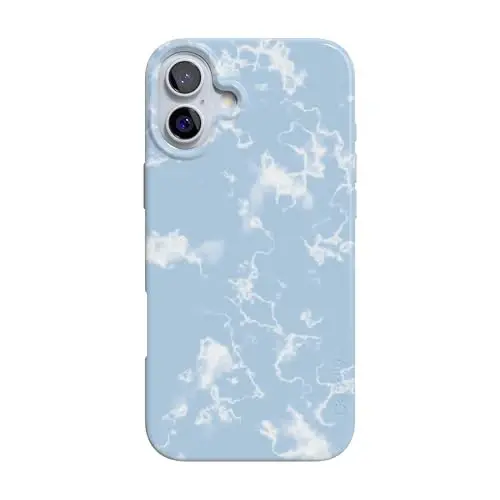 Casely iPhone 16 Case | Light Blue Skies | Marble Clouds | Compatible with MagSafe | Classic Ultra Slim Design - 1