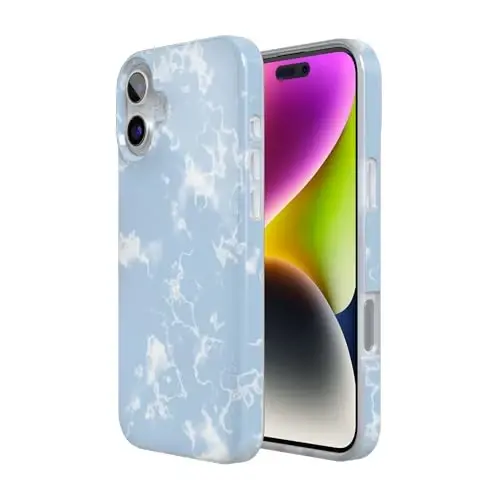 Casely iPhone 16 Case | Light Blue Skies | Marble Clouds | Compatible with MagSafe | Classic Ultra Slim Design - 2