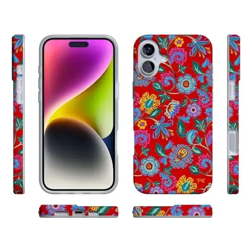 Casely iPhone 16 Case | Painted Flowers | Frida Kahlo Floral | Compatible with MagSafe | Classic Ultra Slim Design - 6