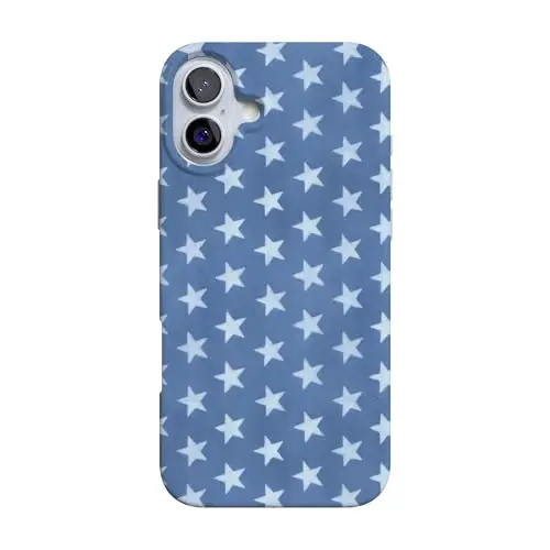 Casely iPhone 16 Case | Coastal Blues | Denim Stars | Compatible with MagSafe | Classic Ultra Slim Design 