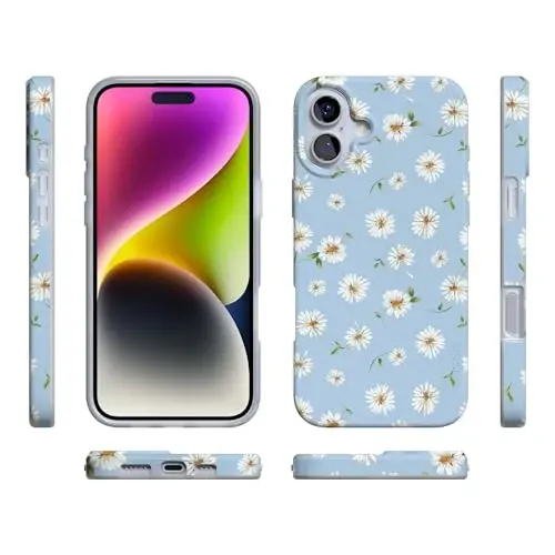 Casely iPhone 16 Case | Daisy Daydream | Baby Blue Floral | Compatible with MagSafe | Classic Ultra Slim Design - 6