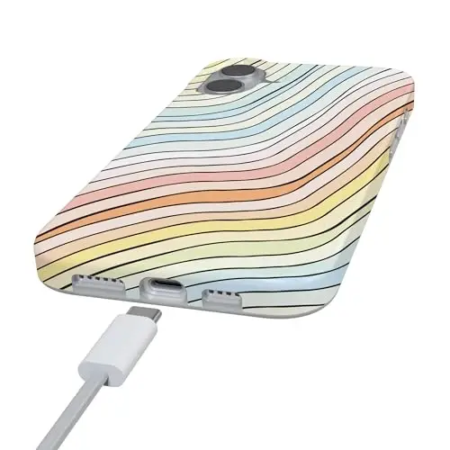 Casely iPhone 16 Case | Ride The Wave | Pastel Rainbow Lined | Compatible with MagSafe | Classic Ultra Slim Design - 5