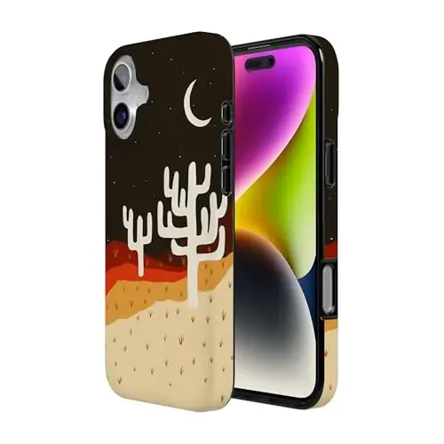 Casely iPhone 16 Case | Desert Nights | Cactus Colorblock | Compatible with MagSafe | Classic Ultra Slim Design - 3