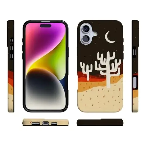 Casely iPhone 16 Case | Desert Nights | Cactus Colorblock | Compatible with MagSafe | Classic Ultra Slim Design - 6