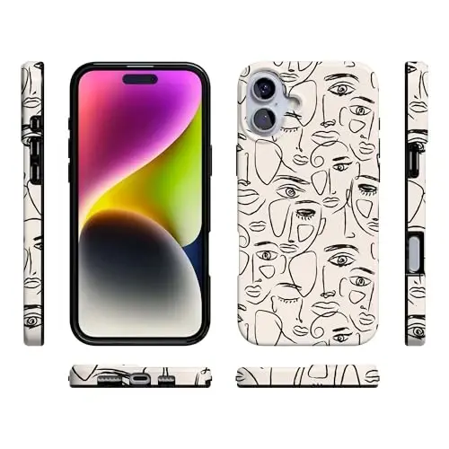 Casely iPhone 16 Case | We're All Human | Minimal Face Art | Compatible with MagSafe | Classic Ultra Slim Design - 6