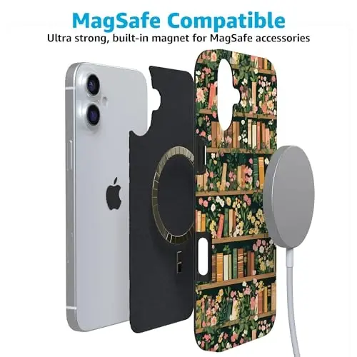 Casely iPhone 16 Kılıf | Kitap Köşesi | Çiçek Kütüphanesi | MagSafe ile Uyumlu | Klasik Ultra İnce Tasarım - 4