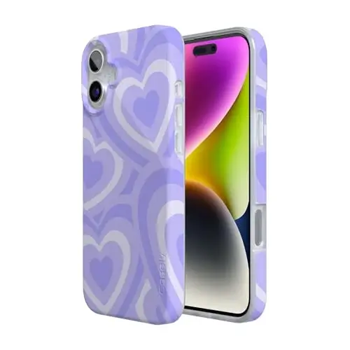 Casely iPhone 16 Case | Love Song | Lavender Heart | Compatible with MagSafe | Classic Ultra Slim Design - 3