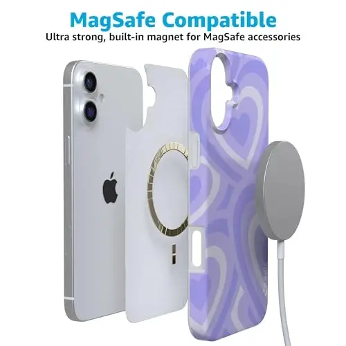 Casely iPhone 16 Case | Love Song | Lavender Heart | Compatible with MagSafe | Classic Ultra Slim Design - 4