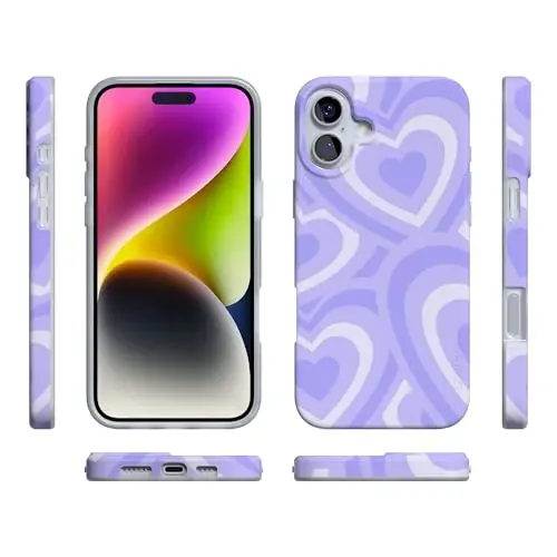 Casely iPhone 16 Case | Love Song | Lavender Heart | Compatible with MagSafe | Classic Ultra Slim Design - 6