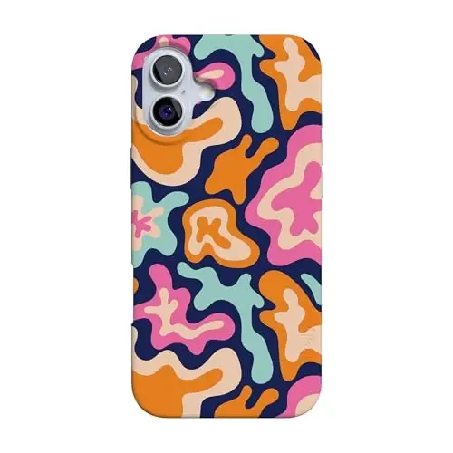 Casely iPhone 16 Case | Midnight Color Splash | Abstract Retro | Compatible with MagSafe | Classic Ultra Slim Design 
