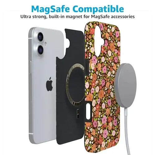 Casely iPhone 16 Case | Rustic Roses | Boho Bouquet | Compatible with MagSafe | Classic Ultra Slim Design - 4